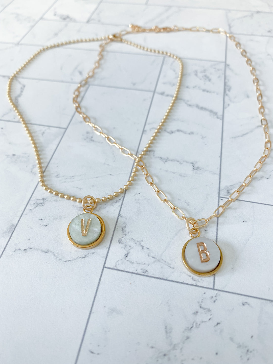 Mommy and Me Initial Pendant Necklace Set