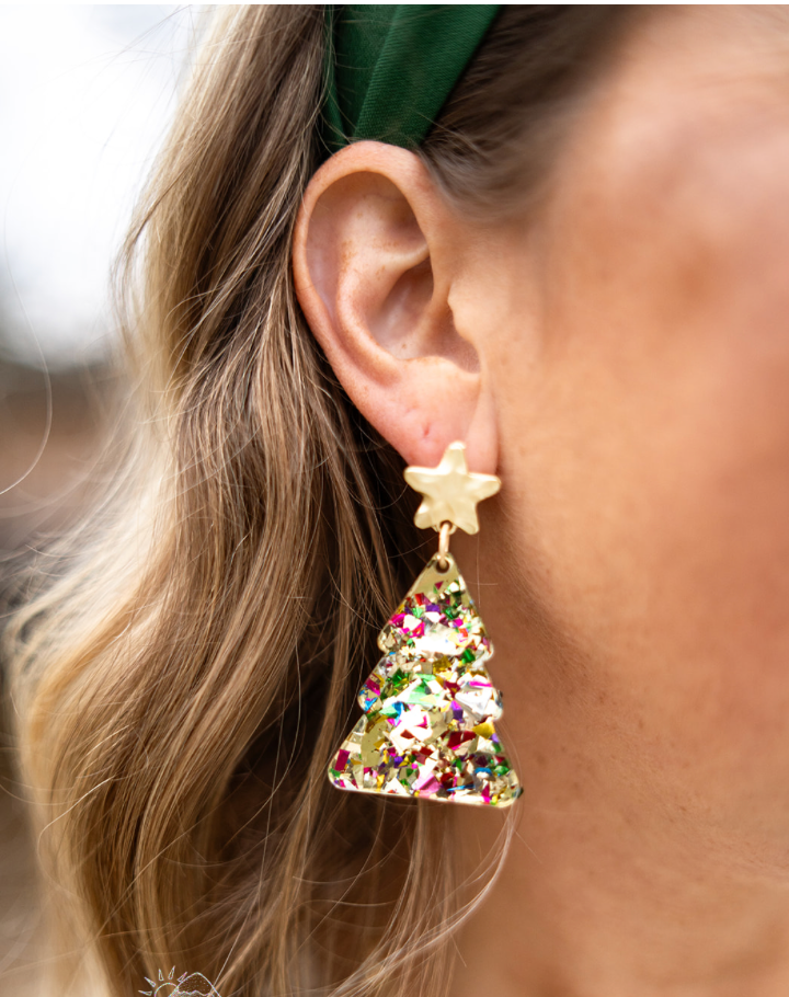 Classic Confetti Christmas Tree Earrings