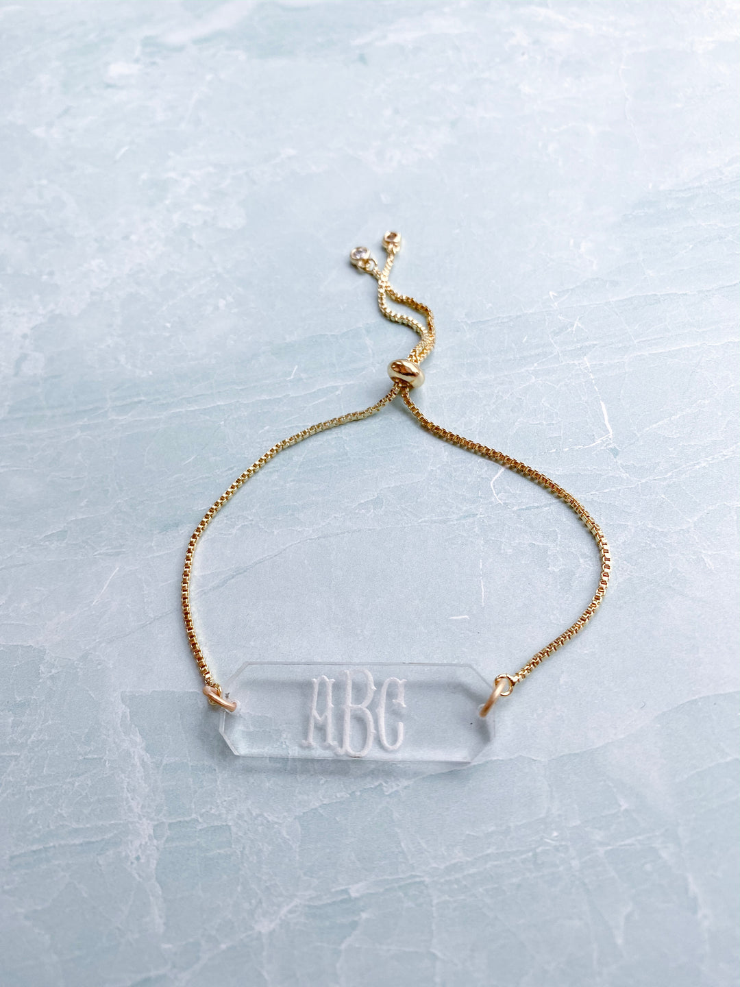 Monogram Acrylic Bar Chain Bracelet