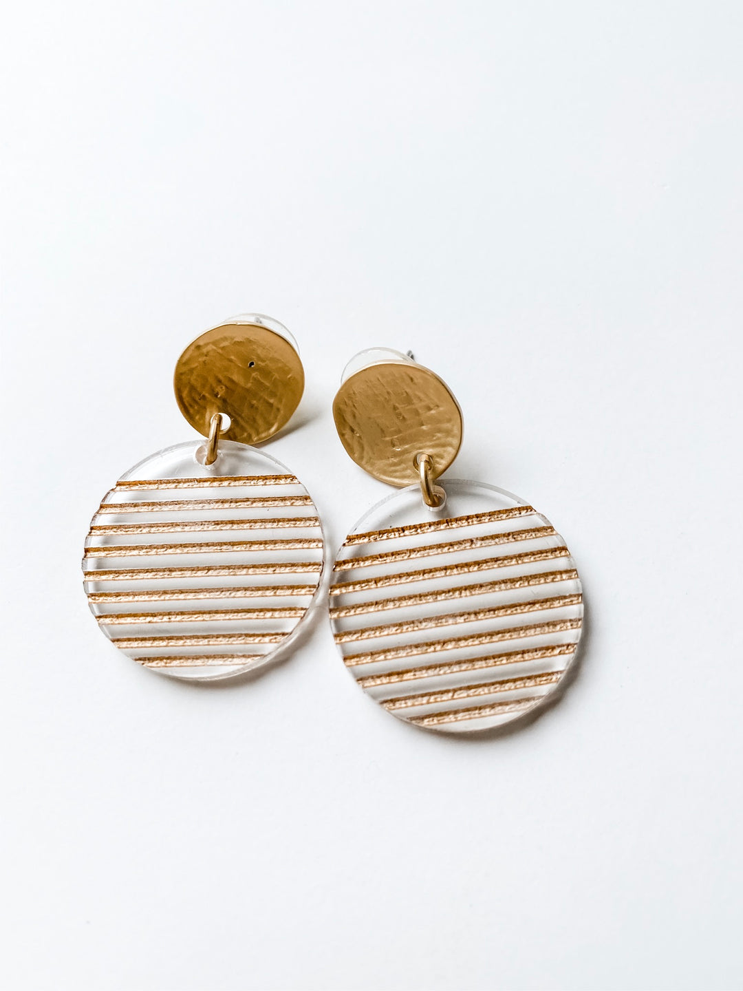 Striped Acrylic Circle Earrings | Gold - Wondermint Goods