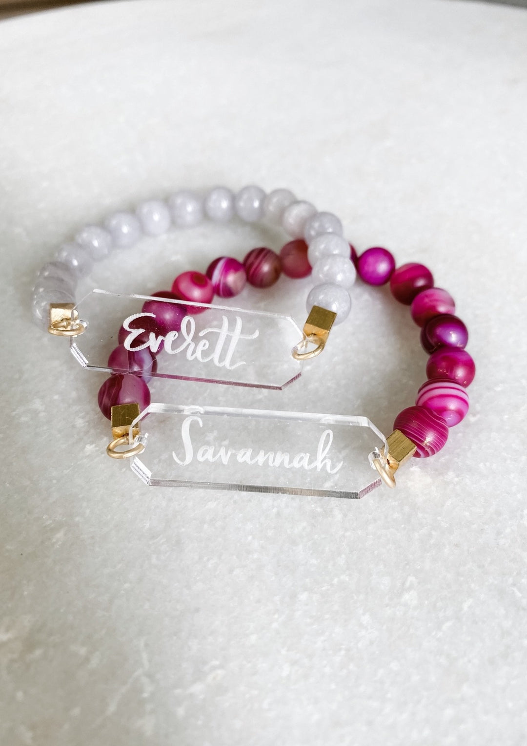 Personalized Name Acrylic Bar Beaded Bracelet - Wondermint Goods