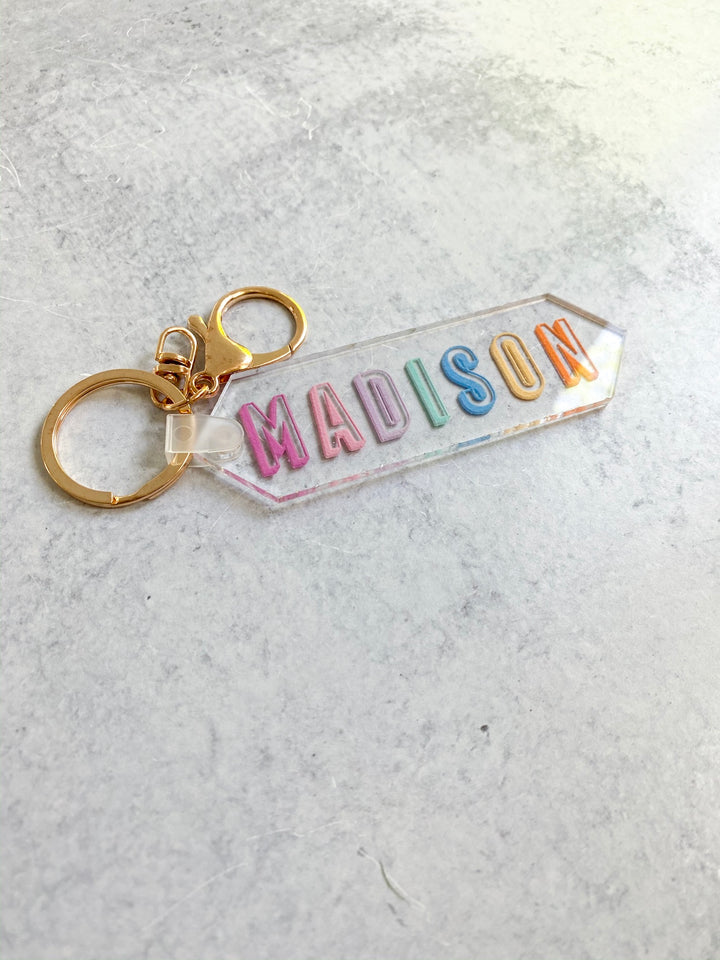 Modern 3D Name Acrylic Keychain