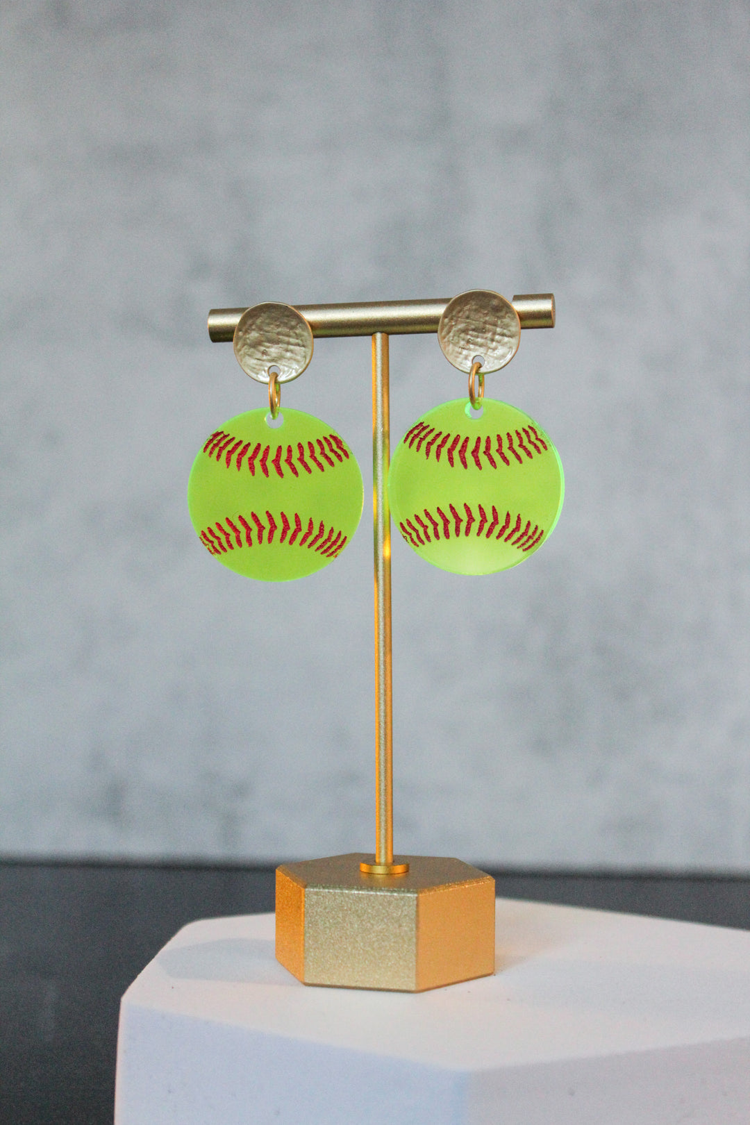 Softball Neon Yellow Earrings