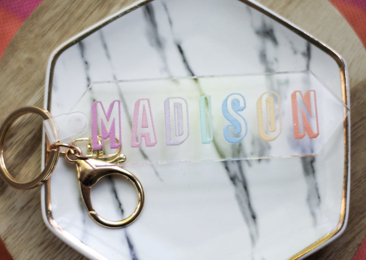 Rainbow Name Acrylic Keychain