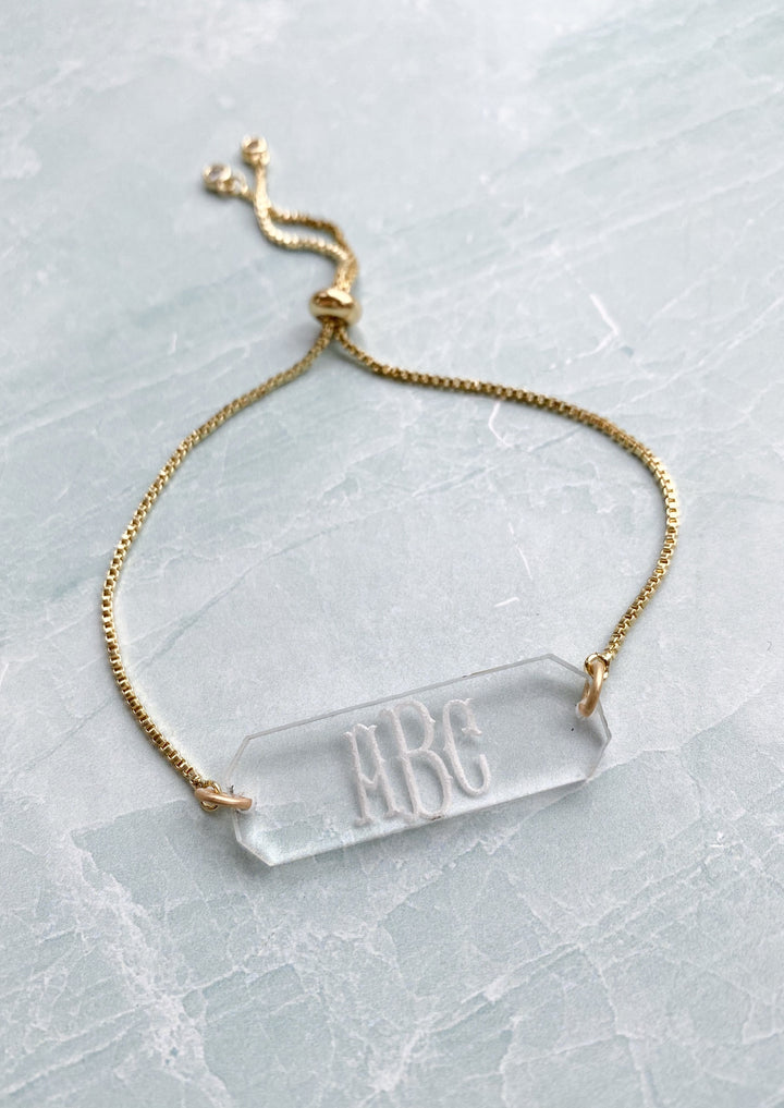 Monogram Acrylic Bar Chain Bracelet